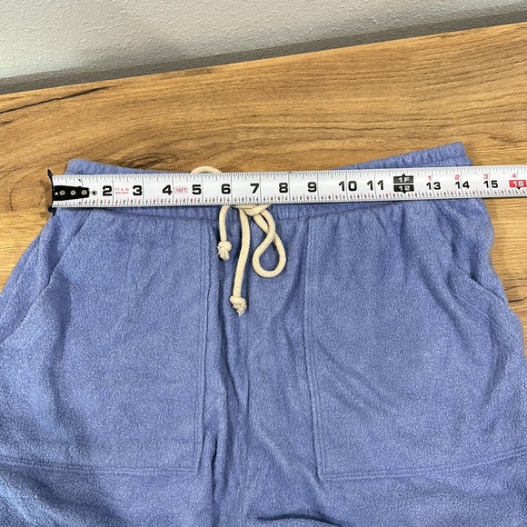 Fashion nova weekend in Malibu French terry shorts soft light blue tie string - Picture 7 of 11